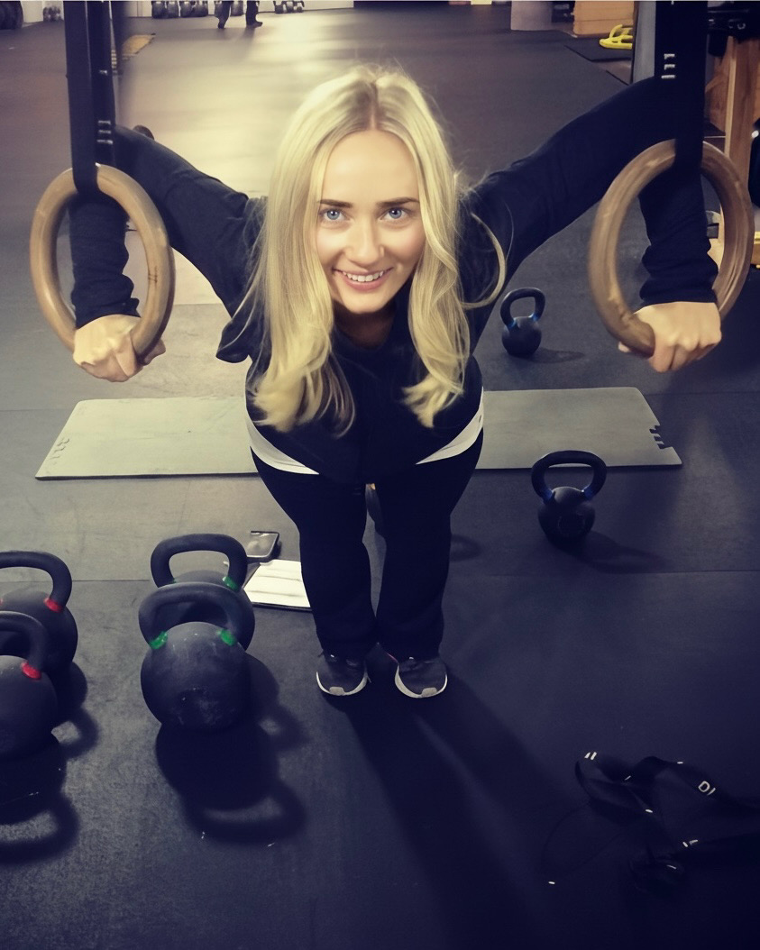 Gina training on gymnastic rings